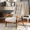 Baxton Studio Roxy Walnut wood and Beige Upholstered Button-Tufted High-Back Chair 133-7141 - alternate 2